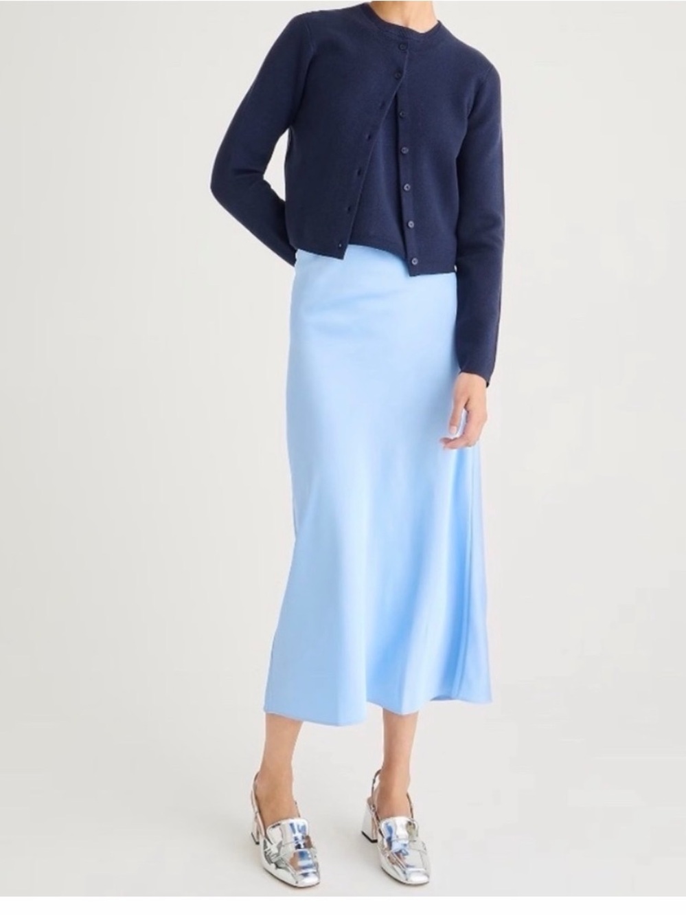 NWT J. Crew Satin Gwyneth Slip Midi Skirt | S